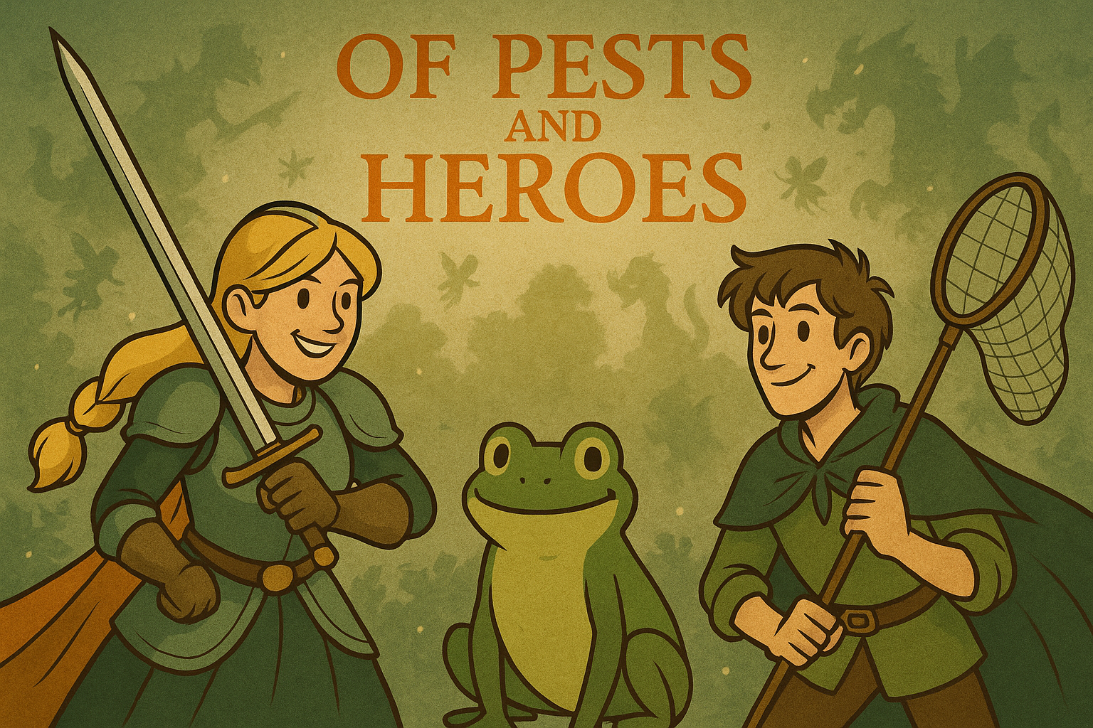 Princess Eleanor, magical-pest-catcher Bram, and sidekick Croaksley are ready!